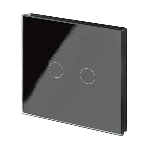 Crystal Pg Wirefree Touch Light Switch 2 Gang Black Retrotouch