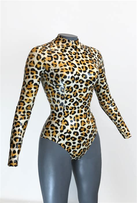 Leopard Long Sleeve Bodysuit Lady Lucie Latex