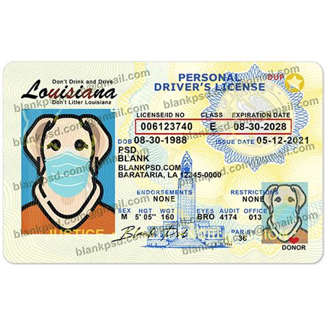 Louisiana Drivers License Template New V2 Blank Psd