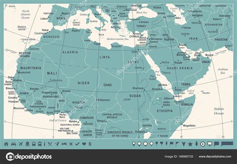 North Africa Map Vintage Vector Illustration Stock Vector By