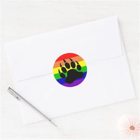 Gay Pride Bear Paw Classic Round Sticker Zazzle