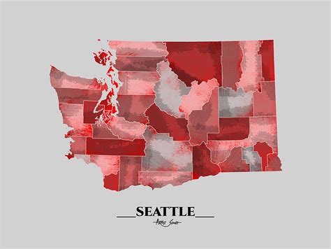 Seattle Arial View County Map Artist Singh Mixed Media By Artguru