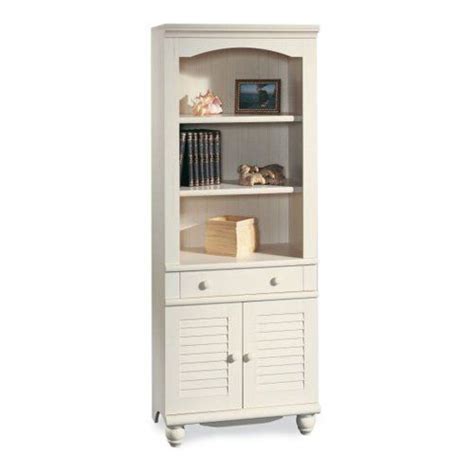 Sauder Harbor View Bookcase With Doors Antique White Home Office