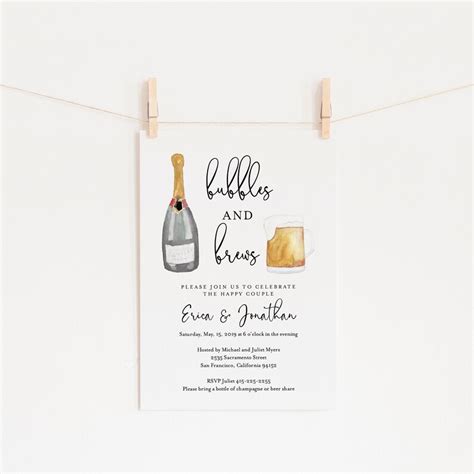 Bubbles And Brews Couples Shower Invitation Editable Etsy