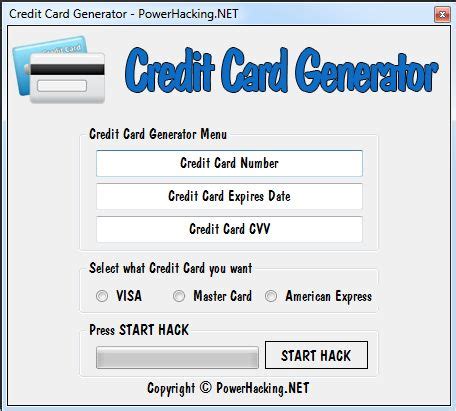 Generate valid visa credit card numbers online. http://powerhacking.net/credit-card-generator-credit-card-number-generator/ Credit Card ...