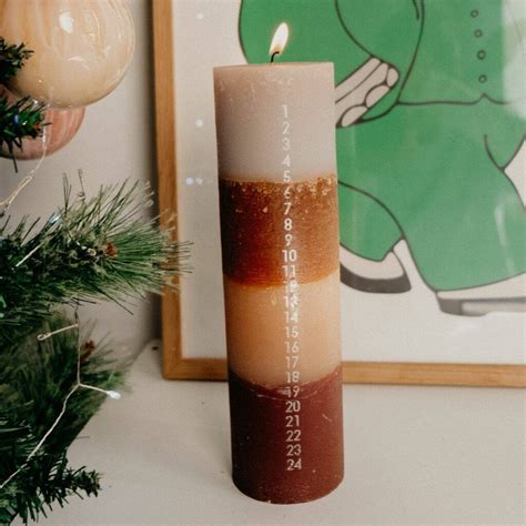 Christmas Nude And Brown Countdown Advent Candle By Ajouter Store