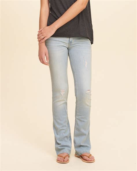 Lyst Hollister Low Rise Boot Jeans In Blue