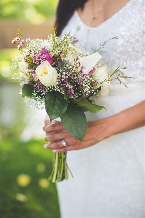 Wildflower Purple And White Bridal Bouquet