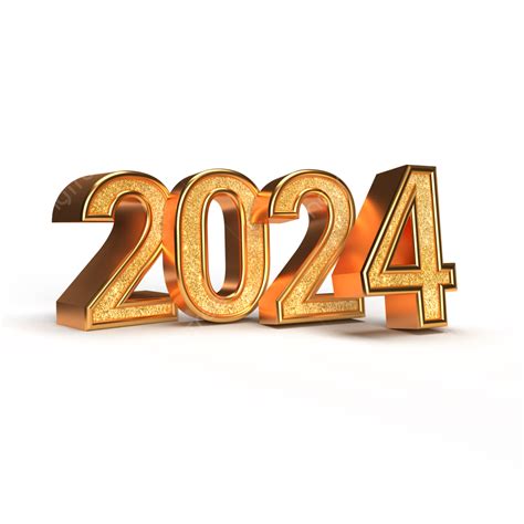 с новым годом 2024 золотые 3d числа PNG с новым годом 2024 золото