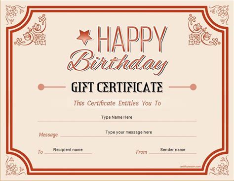 Birthday T Certificate For Ms Word Download At