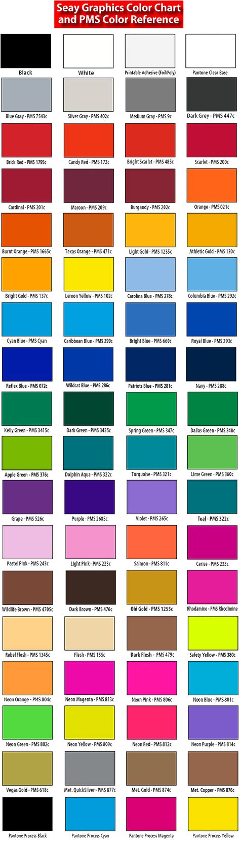 Ink Colors Pantone Chart
