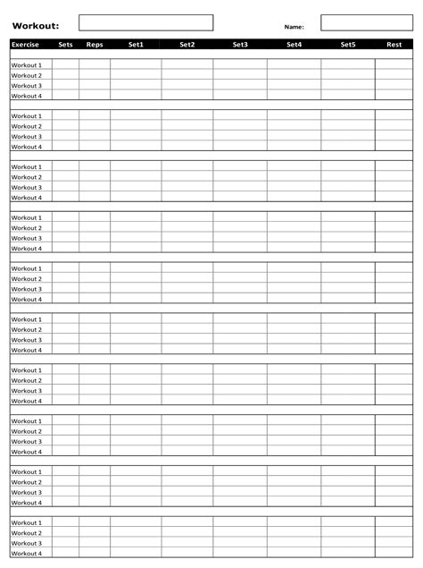 Weight Lifting Workout Sheets