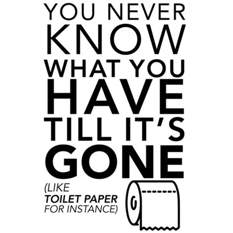 You Never Know What You Have Till It S Gone Like Toilet Paper For Instance Funny T Shirt