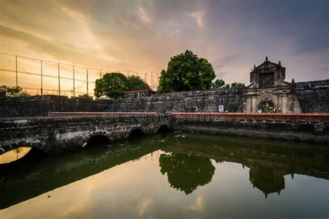 The Moat At Fort Santiago At Sunset In Intramuros Manila The Stock