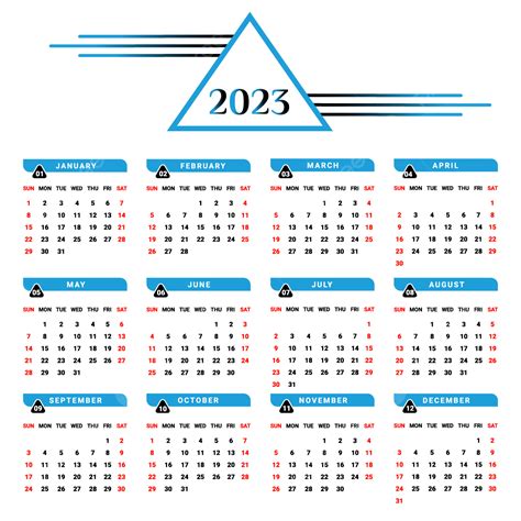 Gambar Kalender 2023 Dengan Desain Geometris Unik Berwarna Biru Langit