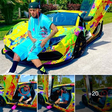 Rapper 6ix9ine Stuns When He Shows Up With A Car Full Of Paint Stains