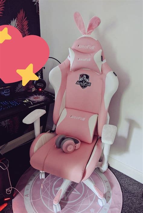 Autofull Pink Gaming Chair With Bunny Gaming Chair Chair Racing Chair