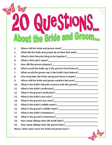 Just print out these questions and have the bride and groom hold up the shoe of the person they think fits best with the question being asked. Funny Game Questions For Couples | Jobs Online