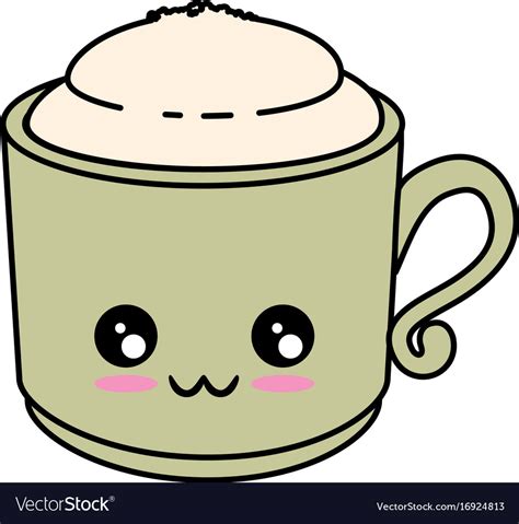 Delicious coffee mug kawaii cute cartoon Vector Image