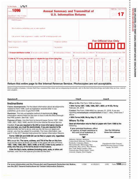 Printable 1096 Form Printable World Holiday