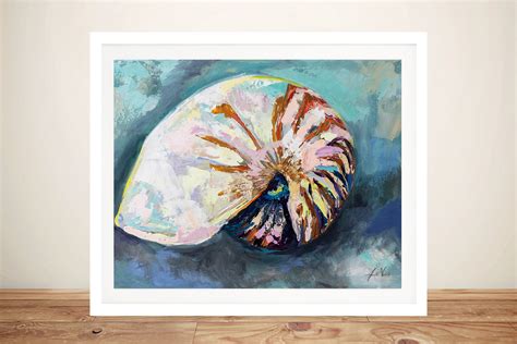 Nautilus Shell Framed Watercolour Print Seashell Wall Art Gold Coast Au