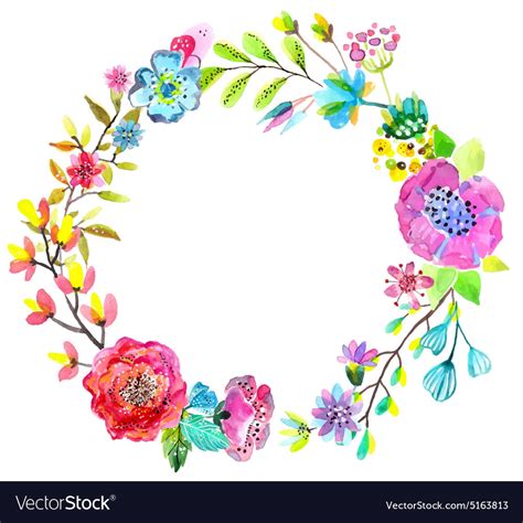 Flower Watercolor Wreath For Beautiful Design Vector Image