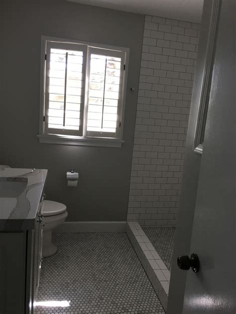 Polyblend grout renew (found at the hardware store) is a product that seals and colors cement grout. White subway tile with gray grout. Hexagon marble one inch ...