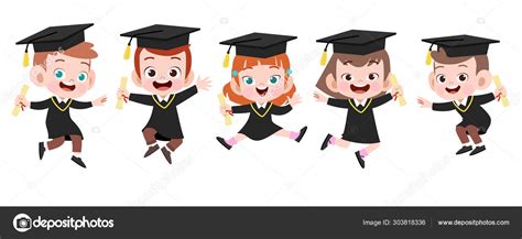 Happy Kids Graduation Vector Illustration Isolated Stock Vector Image
