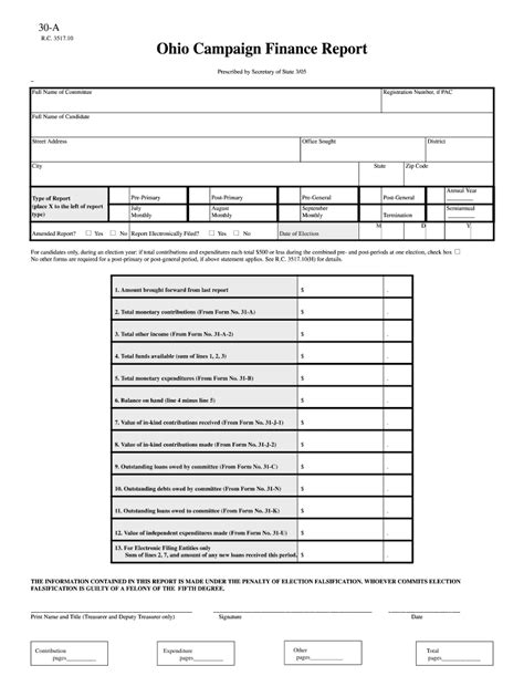 Ohio Campaign Finance Report Form 30 A Fill Out And Sign Online Dochub