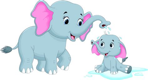 Childrens Fabric Cartoon Mom And Baby Elephant Fabric 5864 Mom And