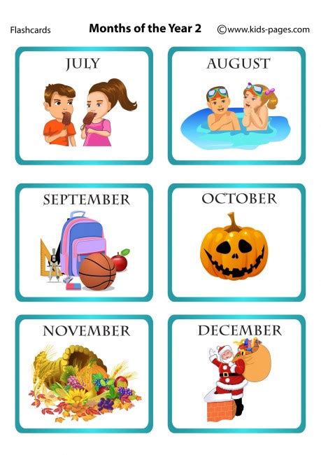 Printable Months Of The Year Flashcards