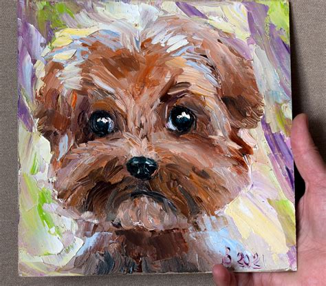 Portrait Cute Puppy Painting Original Art Impasto Small Oil Etsy