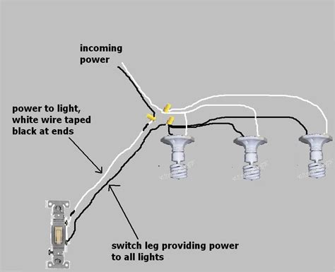 The switch wiring is all the same but the switch wire (cable c) leads up to a different set up. Three Lights One Light Switch - Electrical - DIY Chatroom Home Improvement Forum