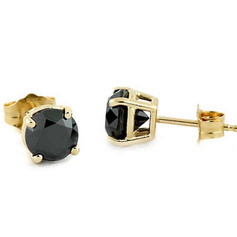 210ct Black Diamond Stud Earrings 14k White Gold