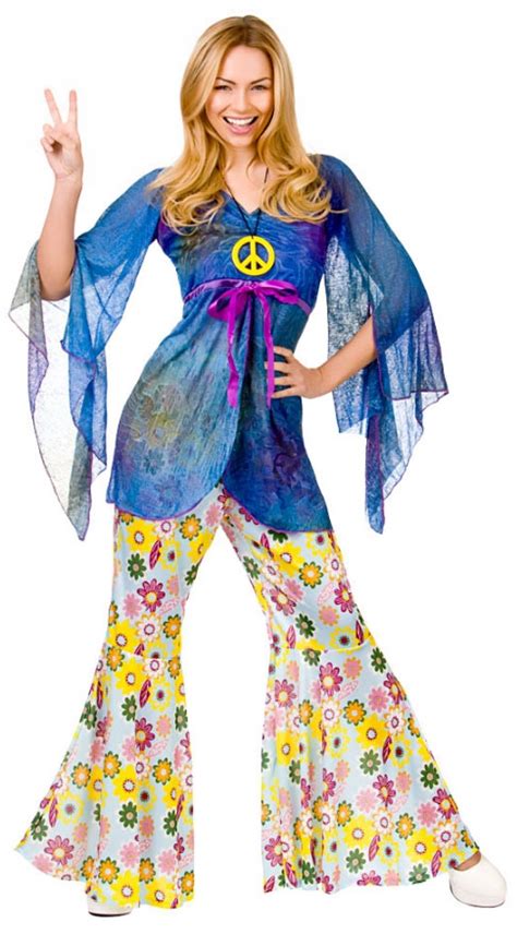 Woodstock Hippie Ladies 60s 70s Fancy Dress Hippy 1970s Costume Womens