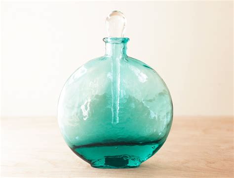 Vintage Aqua Blue Handblown Perfume Bottle Made In Spain Shop Thrilling