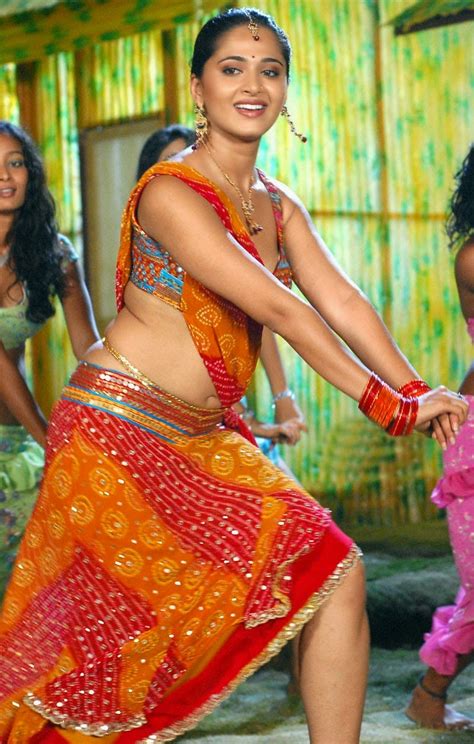 Anushka Shetty Hot Sexy Navel Show From Item Song Stills Saree Below Navel Photos