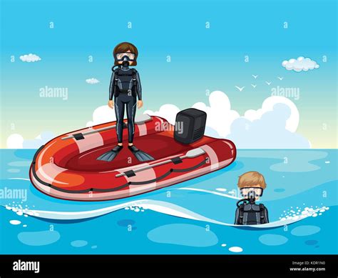 People Diving In The Ocean Illustration Stock Vector Image And Art Alamy