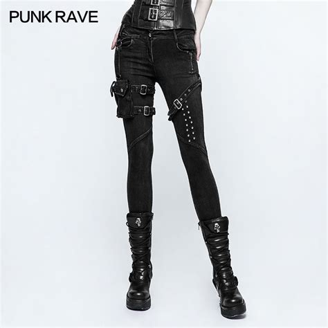punk rave fashion women gothic punk high waist full length pencil