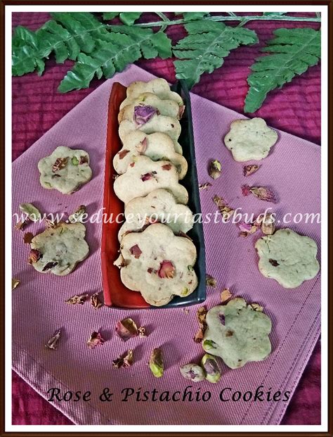 Eggless Rose Pistachio Cookies Recipe Seduce Your Tastebuds