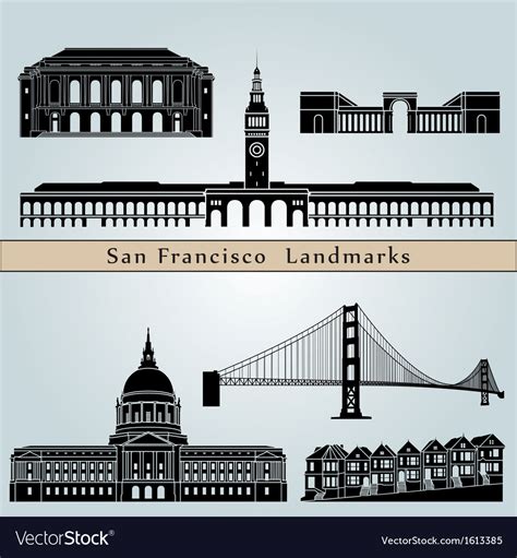 San Francisco Landmarks And Monuments Royalty Free Vector