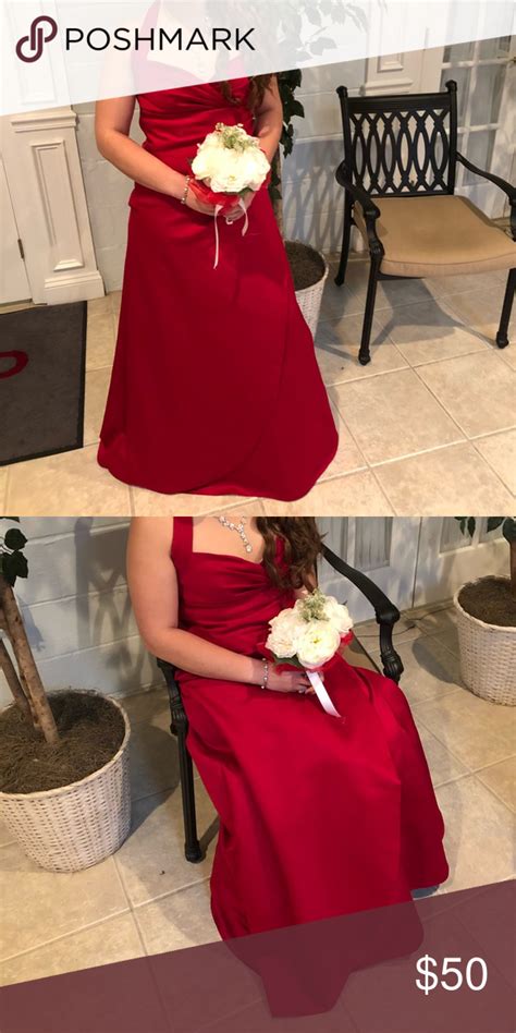 Candy Apple Red Davids Bridal Bridesmaid Dress Very Well Condition