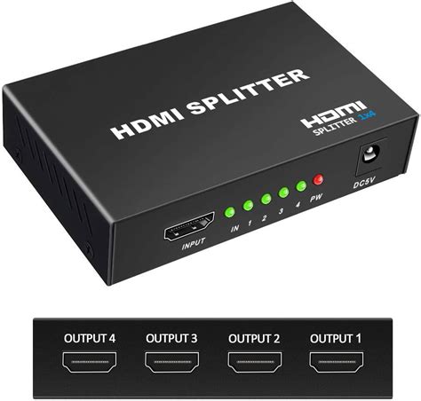 Hdmi Splitter 1 In 4 Out 4k Hdmi Splitter 1x4 Portsupgrade Powered Hdmi Splitter Supports 3d