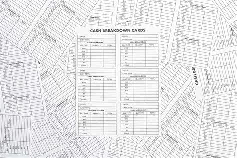 Cash Breakdown Cardcash Breakdown Count Sheetcash Etsy