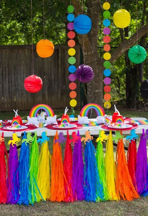 Lots Of Simple Ideas For A Rainbow Unicorn Birthday Pool Party Un