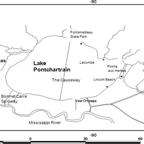 The Map Of Lake Pontchartrain Louisiana Usa Monthly Par Turbidity