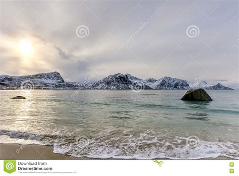 Haukland Beach Lofoten Islands Norway Stock Photo Image Of Blue