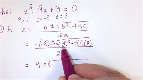 Quadratic Formula With Two Real Irrational Solutions Youtube