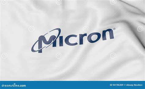 Waving Flag With Micron Technology Logo Editorial 3d Rendering