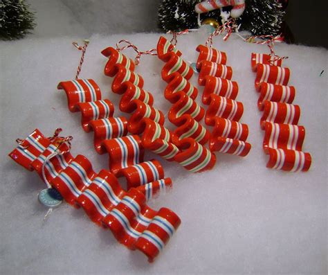 Set Of 6 Martha Stewart Peppermint Ribbon Candy Christmas Tree